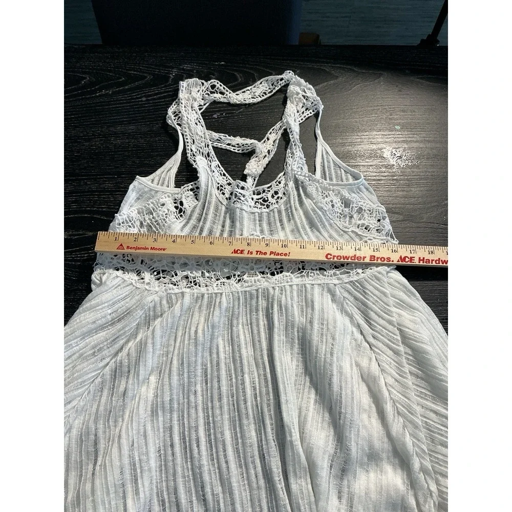 Vintage Havana Boho Swim Cover Up Beach Tank Top  White Crochet Lace Cottagecore - Picture 2 of 6